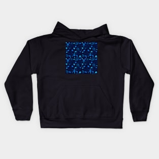 Bright Blue Dragonfly and Leaf Pattern on Blue Kids Hoodie